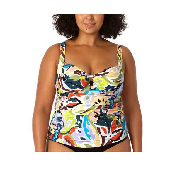 NWT Anne Cole Women's Twist Front Underwire Tankini Top 20W-24W $100 LLL265 - Picture 6 of 6